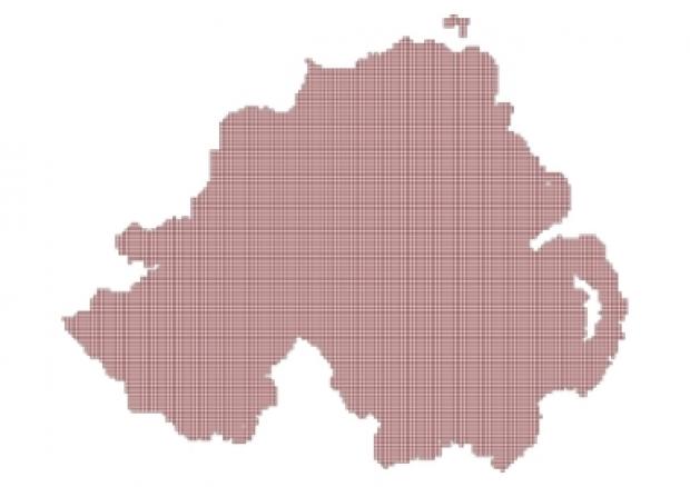 Map of Northern Ireland overlaid with grid squares